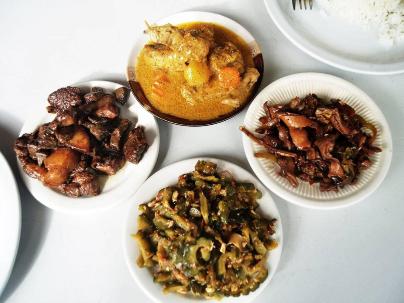 Filipino dishes next to each other
