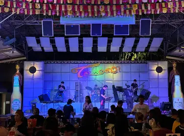A live band performing at Matina Town Square, Davao City