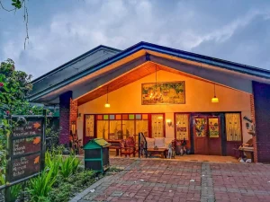 Warmly lit retreat offering a serene, inviting ambiance at night