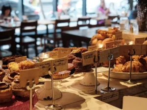 Freshly baked pastries on display at Wildflour Café and Bakery