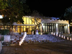 Beautifully lit event space at Hacienda Isabella during the evening