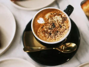 A beautifully crafted cup of coffee with heart latte art