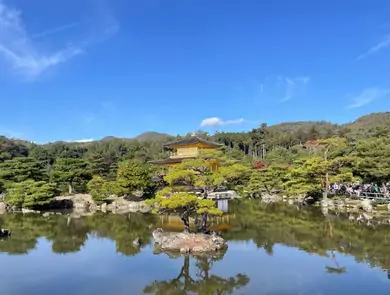 Golden Pavilion Reflected in Tranquil Pond, Kyoto