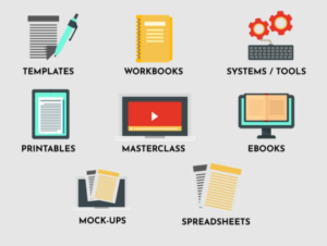 an image showing different digital products a vendor may sell