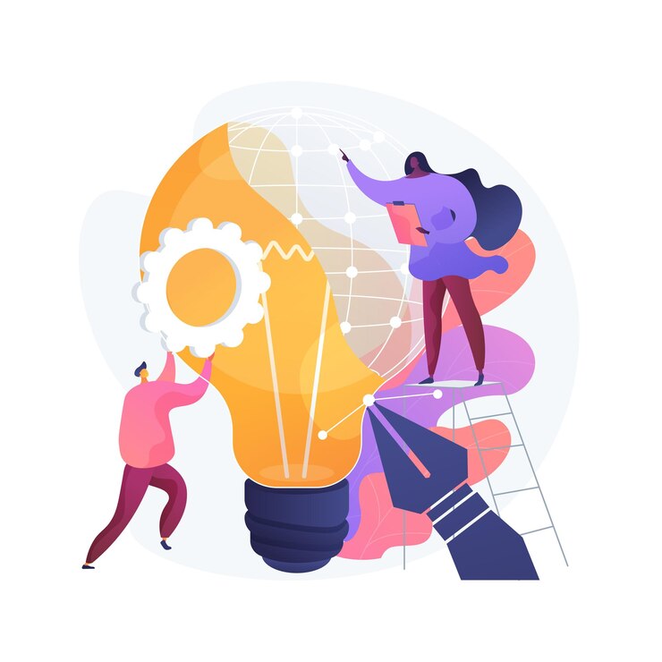 a light bulb being build by a man and woman as if working together to avoid mistake and create good content