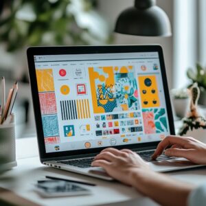 7 designing-digital-graphics-stockcake - Travelpreneur a monitor of the laptop presenting a personw orking on graphic design