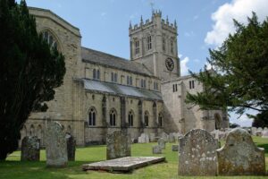 Christchurch priory graveyard garden and building