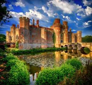 Herstmonceux Castle and lake view