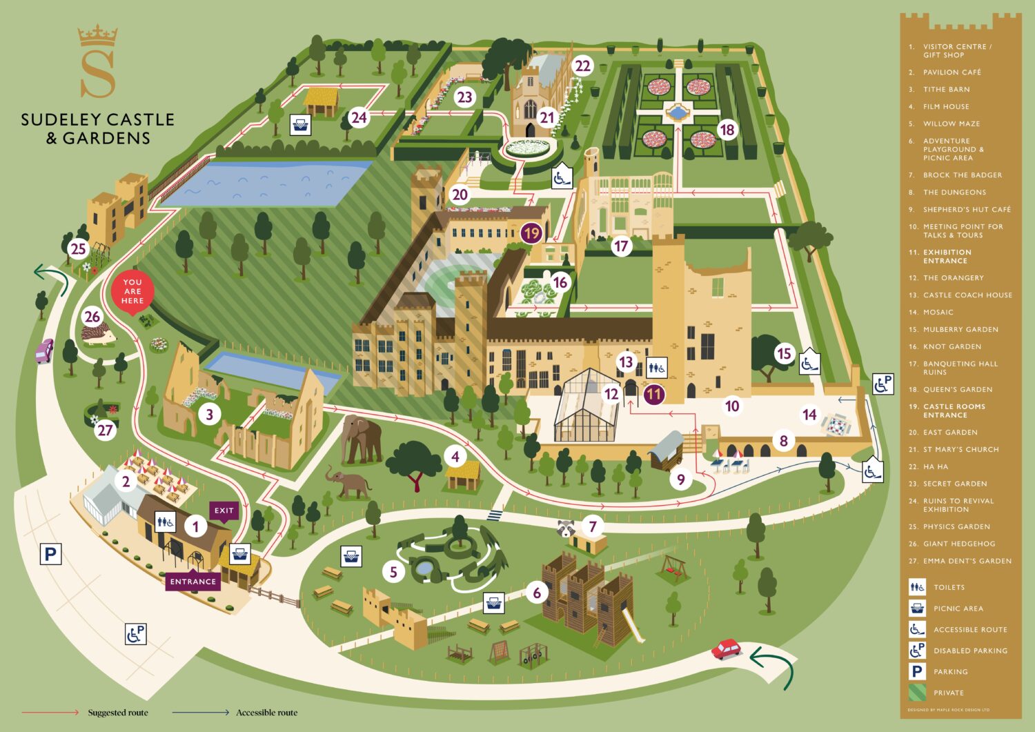 Sudeley Castle map from official website