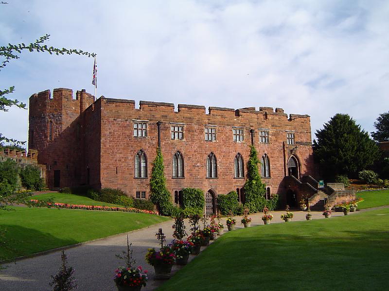 Shrewsbury Castle and castle ground an angle aerial view