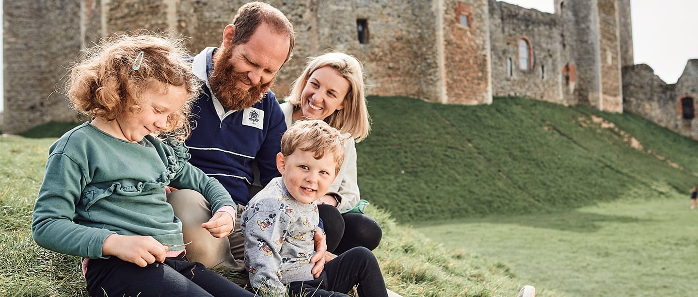 A family enjoying their visit at the Bolsover Castle