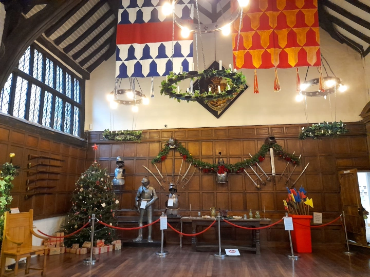 Tamworth Castle Great Hall with the medieval exhibit