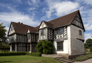 Blakesley Hall front building and garden