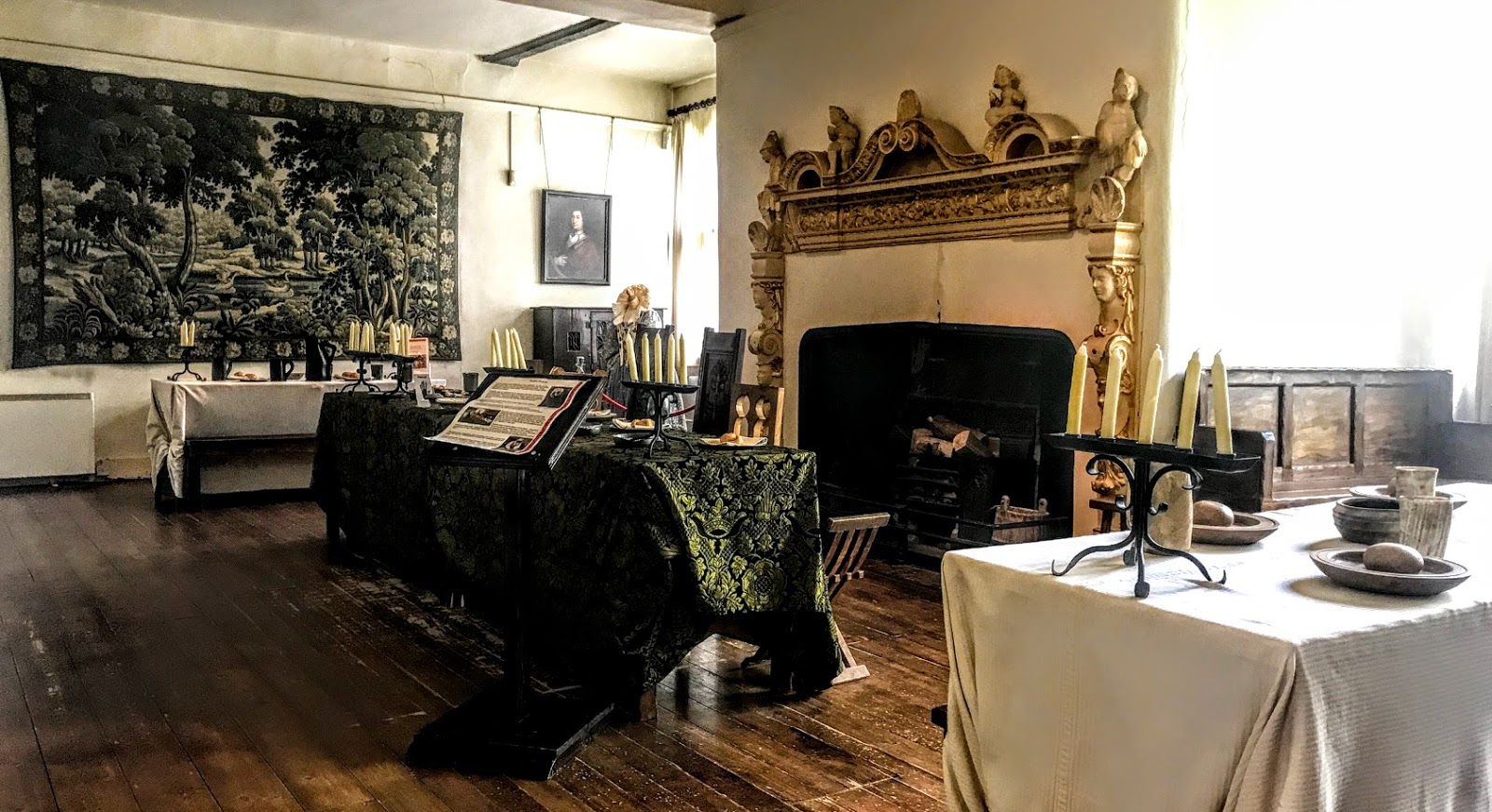Tamworth Castle Dining Room with vintage furniture