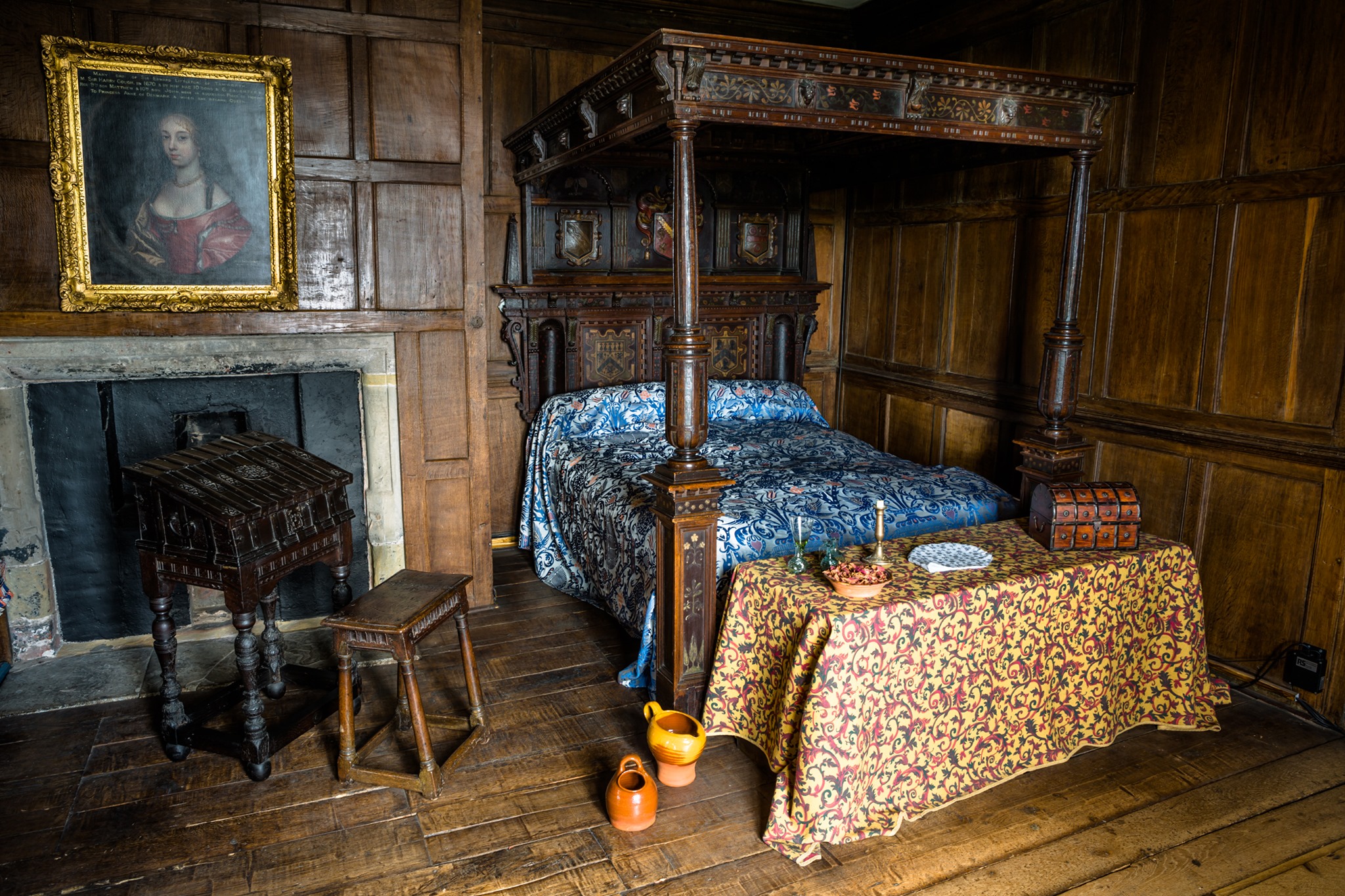 Tamworth Castle preserved room with medieval furniture