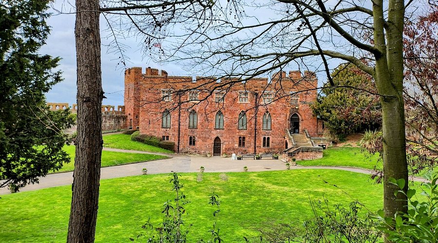 Shrewsbury Castle and ground taken from the wood and trees in front of the castle