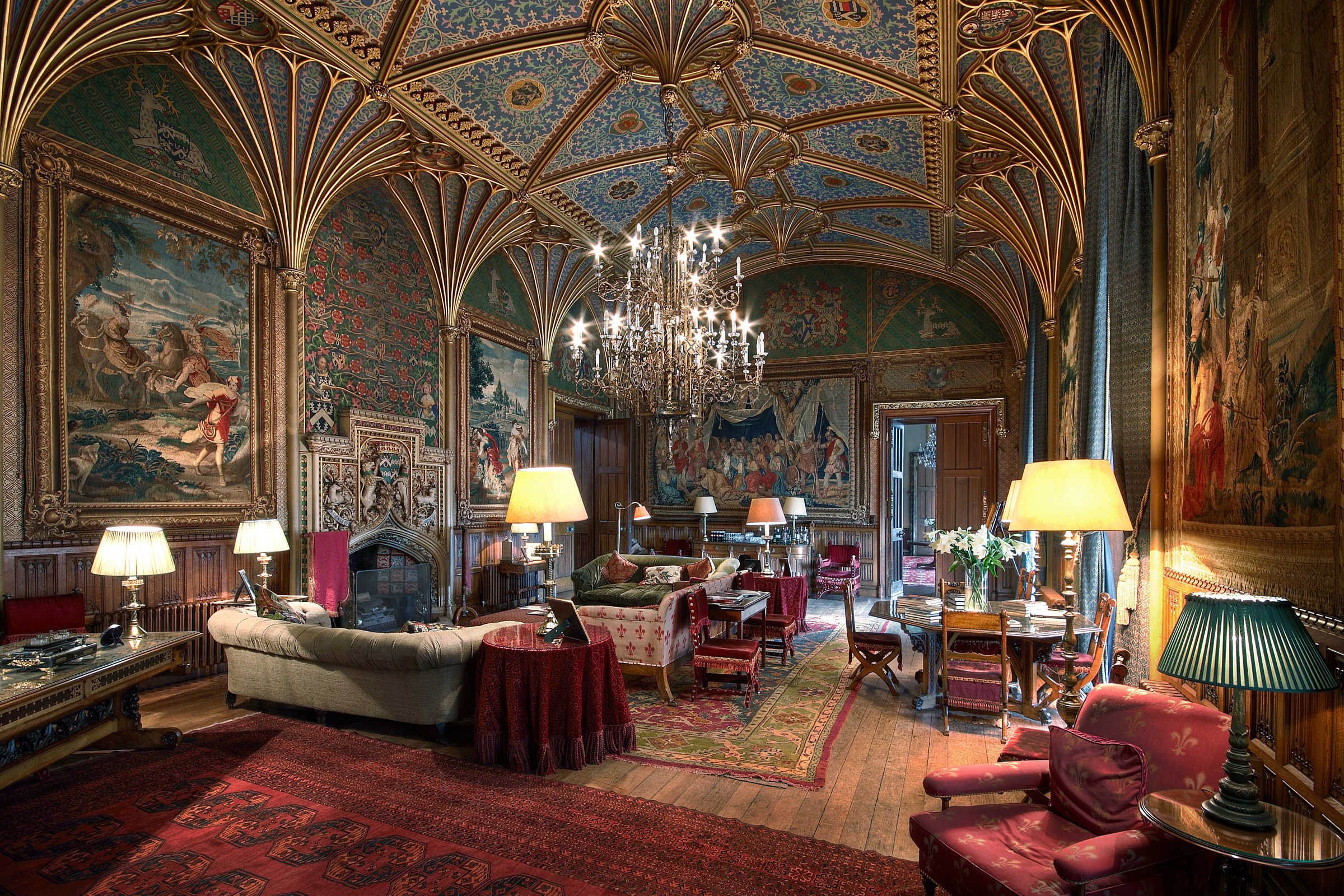 State Rooms - Travelpreneur Eastnor Castle State Room full of vintage furniture