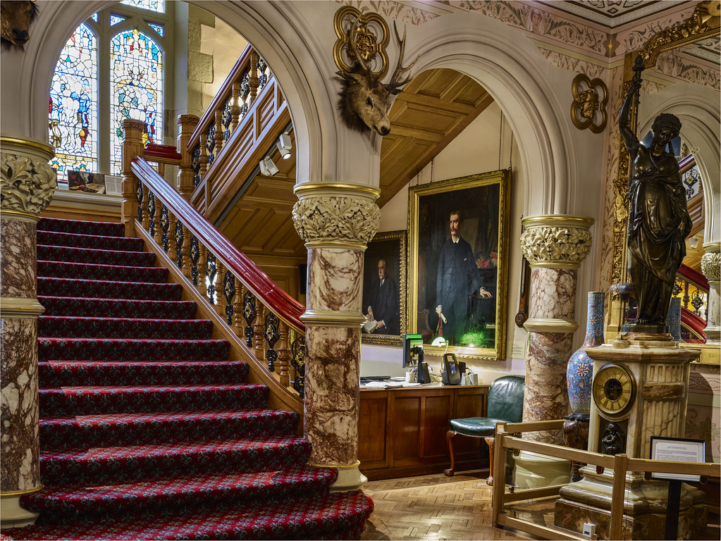 Cliffe Castle preserved staircase and interior carvings.