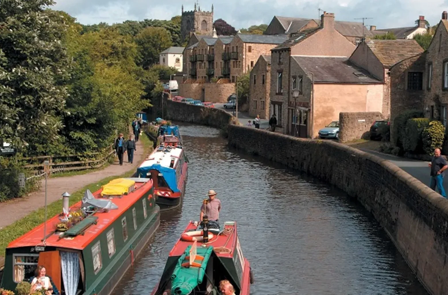 leeds canal with people and boats