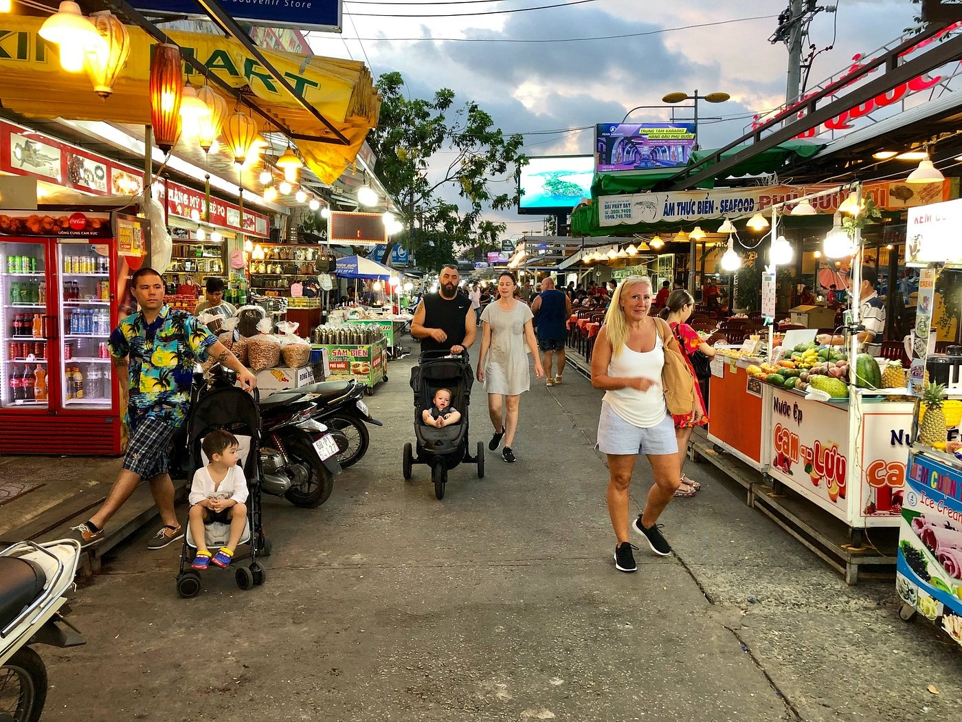 People walking at the street of the Phu Quoc Night Market
